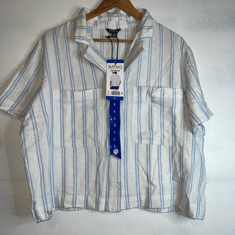 NWT! Buffalo David Bitton Linen Blend Women’s button Up Top Size large